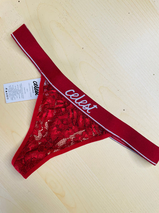 Slip hera , fascia "celest", 100% cotone e morbido pizzo , interamente fatto a mano .