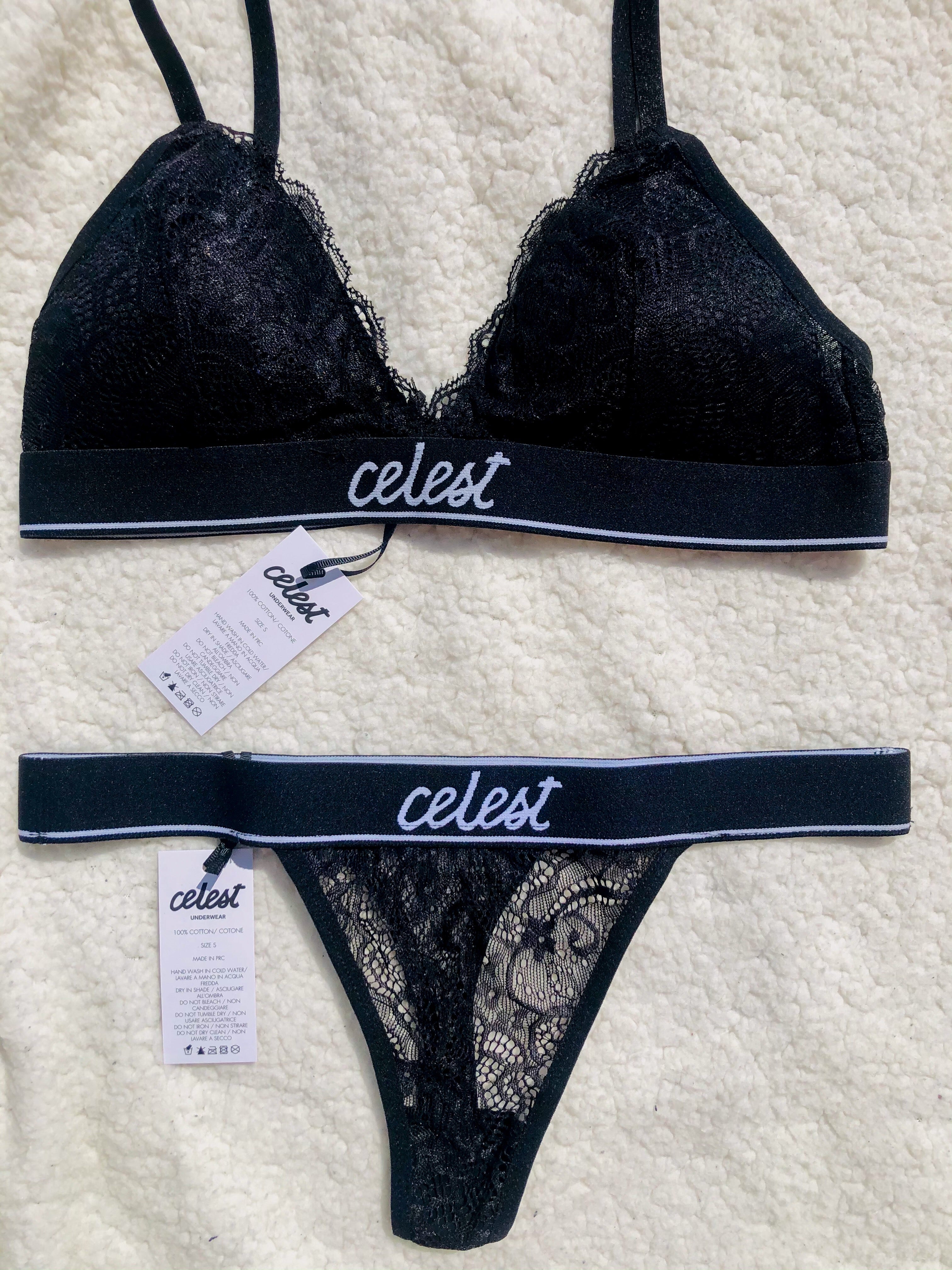 intimo black 100% cotone con fantasia in pizzo